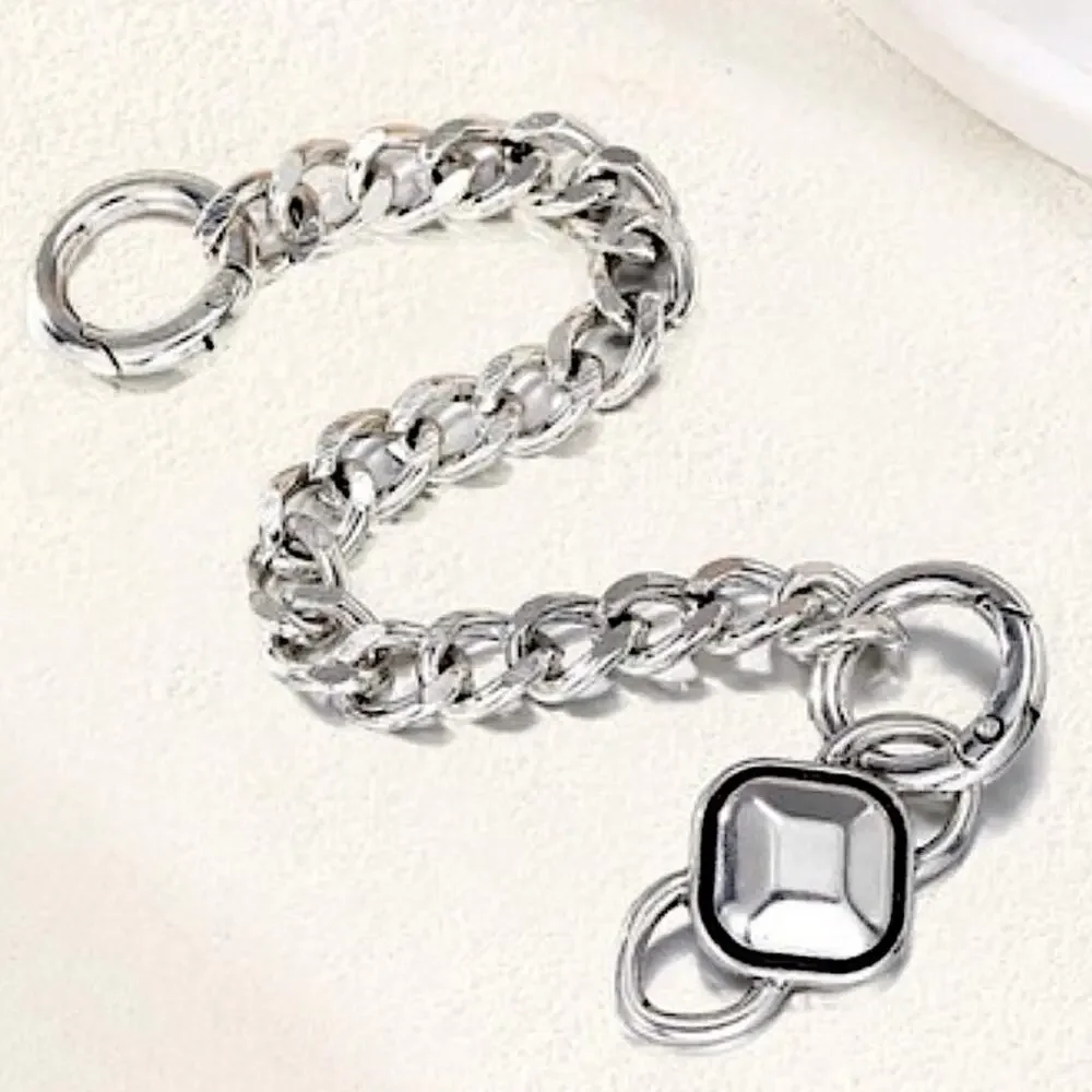 Stainless Steel Station Bracelet Chain Link Statement Cuban